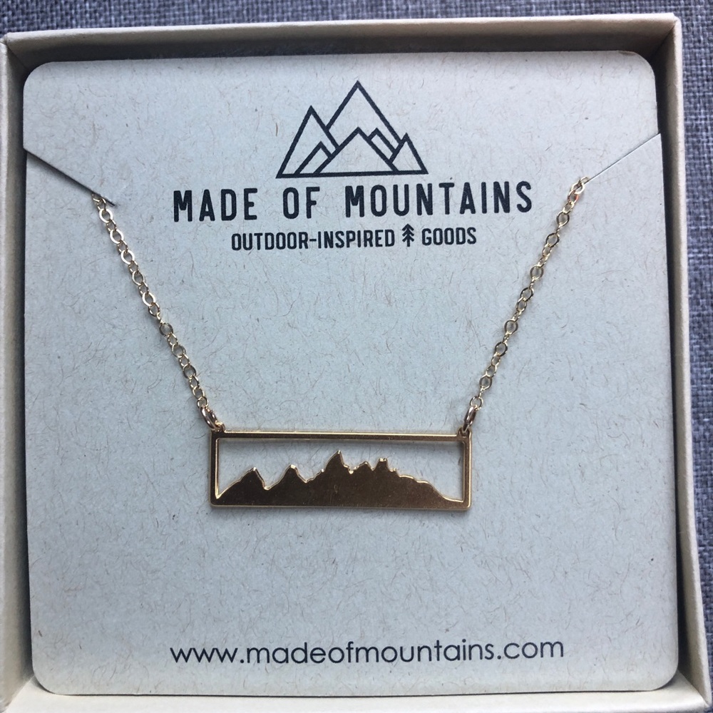 Tetons Mountain Gold Necklace